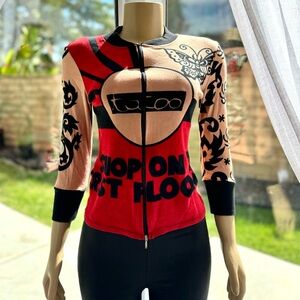 ❤️Vintage Noun Paris Sweater Size L Large Full Zip Love Shopping Soft Retro